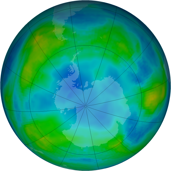 Antarctic ozone map for 24 May 1985